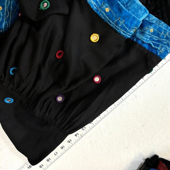 MYST Festival Mirrored Circle Tiered Gathered Black Dancing Skirt EUC - Picture 12 of 15